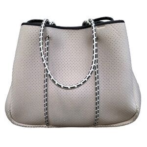 ANNABEL INGALL Sporty Spice Purse Perforated Neoprene Tote Bag Handbag Mushroom